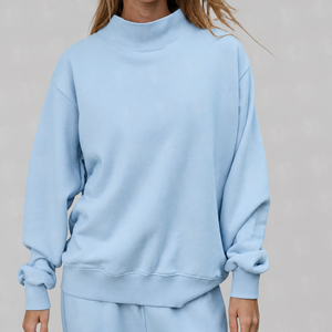 Sweat-shirt à col roulé surdimensionné personnalisé avec impression de lettres pour femme, en polyester/coton tricoté, anti-plis, coupe ample, mode automne - Product Image 6