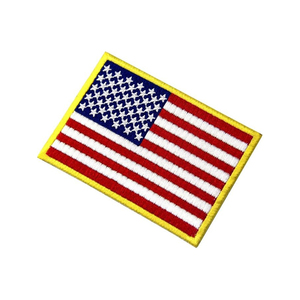 Custom USA American Flag Embroidered Patch <b>Gold</b> Border Iron On Sew On Hook Loop Uniform Backpack Embroidered Badge - Product Image 3