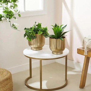 Pot de fleurs décoratif en métal durable, résistant à la rouille, pour l'intérieur, l'extérieur, le jardin, la terrasse, la maison, conteneur moderne pour plantes - Product Image 3