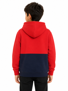 Sudadera con Capucha Livster para Bebés Niños, Diseño Color Block, Mezcla de Algodón y Felpa, Secado Rápido, Rojo, Azul Marino, Informal, Larga - Product Image 3