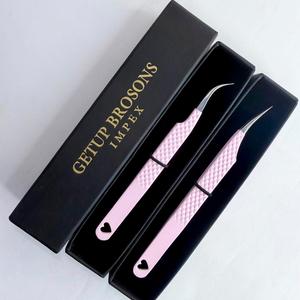 แหนบติดขนตา Getup Brosons Impex ทนทาน ขนาด 10 มม. สีชมพูเคลือบสแตนเลสสตีล ปลายโค้งแม่นยำ พร้อมกล่องลายหัวใจ - Product Image 5
