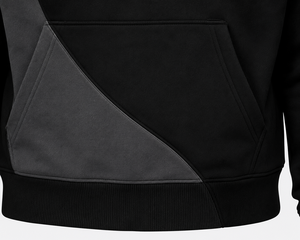Men's Black Color Blocking Hooded Sweatshirt Regular Fit Casual Autumn Wear Fleece Material Pocket Design - Product Image 3