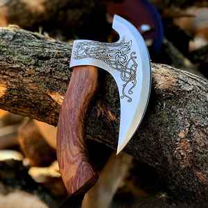 Couteau à pizza hache Viking haut de gamme, forgé à la main, qualité industrielle, manche en bois, style hache, vente chaude en gros - Product Image 4