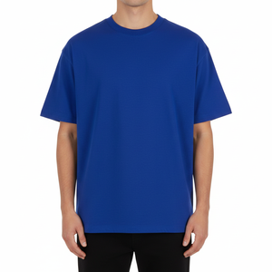 T-shirt en coton tricoté 100% lourd, couleur unie, 240g, pour homme, décontracté, séchage rapide, col rond, épaules tombantes, manches courtes, été, automne - Product Image 2