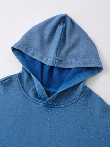Sudadera con capucha personalizada para hombre, con pedrería, 100% de alta calidad, perfecta para ropa urbana y de moda, color azul, sudaderas con pedrería para hombre - Product Image 3
