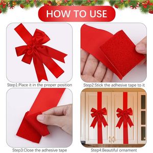 6 Pezzi di Grandi Nastri Rossi Natalizi, Fiocchi Festivi 10x8 per Porte e Armadi, Accessori per Feste di Natale - Product Image 5