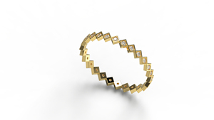 Bague éternité en or 18 carats avec diamants taille ronde, forme princesse, bande en zigzag, bague éternité complète empilable, bijoux fins pour femmes - Product Image 2