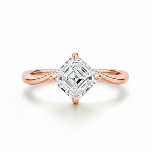 แหวนหมั้นเพชรทรงแอสเชอร์ 14K ทองคำขาว เงินแท้ 925 เพชรเพาะเลี้ยง แหวนแบบซ้อนได้ ของขวัญสำหรับผู้หญิง - Product Image 4