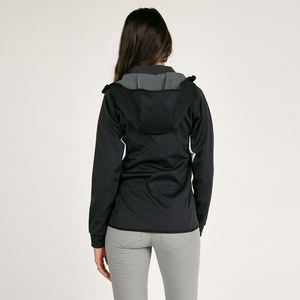 Veste d'équitation matelassée noire et grise pour femme avec fermeture éclair et poches latérales - Product Image 3