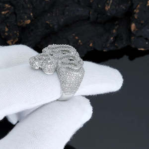 RB GEMS Bague de déclaration unisexe en argent sterling 925 plaqué rhodium, sertie de moissanite VVS et de motifs de calligraphie arabe, style Hip Hop - Product Image 4