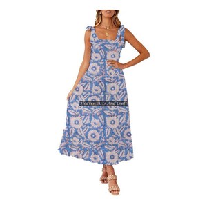 Robe d'été bohème en coton pour femme, style indien, imprimé floral, bretelles spaghetti, vente en gros - Product Image 2