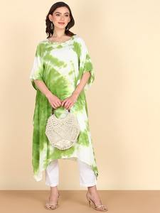 High Quality Designer Rayon Solid Daily Casual <b>Kaftan</b> for Women Sweetheart Neck 3/4 Sleeve <b>Summer</b> Regular Fit Washable - Product Image 4