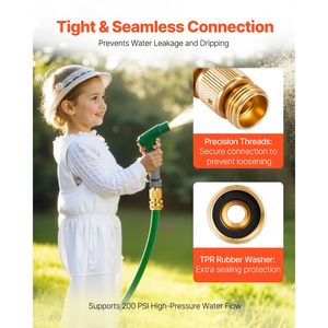 Raccord rapide de tuyau d'arrosage en laiton massif robuste de 3/4 pouce, connecteur mâle-femelle 200 PSI avec 2 ensembles de raccords d'arrosage - Product Image 2