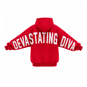 Delta |   Sigma |   Sweat-shirt à capuche oversize pour femme Theta, rouge et blanc, style color block, décontracté, avec poches kangourou - Product Image 3