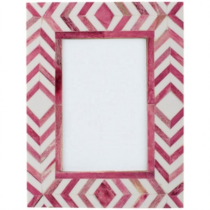 High Quality Handmade UV Printing Rectangular Bone Inlay Photo <b>Frame</b> White Floral Design Tabletop Decor Home Use - Product Image 4