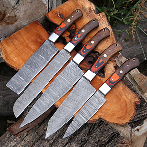 Juego de Cuchillos de Acero de Damasco Prestige Blades, 5 Piezas, Hechos a Mano, con Mango de Madera, Cuchillos de Chef Afilados, Hoja de Acero de Damasco con Acabado Satinado - Product Image 6
