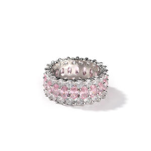 Bague Éternité Unisexe de Luxe en Argent 925 de Qualité Supérieure, Sertie de Zircons Ronds Brillants en Pavé, Bijou de Soirée - Product Image 2