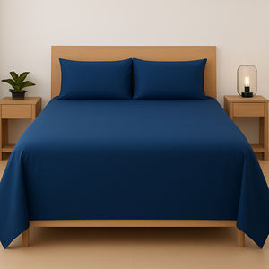 Sábanas de bambú puro Oxford Blue 300 TC, suaves y transpirables, para un hogar de lujo, disponibles a precio de mayorista. - Product Image 1