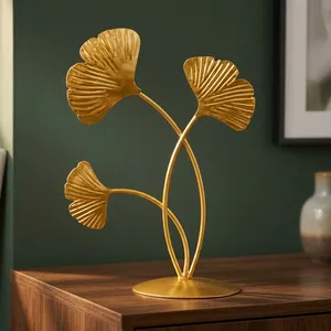 Modern <b>Gold</b> Finish Metal Ginkgo Leaf Sculpture <b>Decorative</b> Tabletop Showpiece Elegant Botanical Art for Office Desk <b>Living</b> <b>Room</b> - Product Image 6