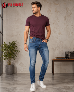Jeans de Mezclilla para Hombre, Corte Regular, Cintura Media, Color Sólido, Estilo Formal, Tela de Algodón, Transpirable y Ligero, Marca Fly Humble - Product Image 5