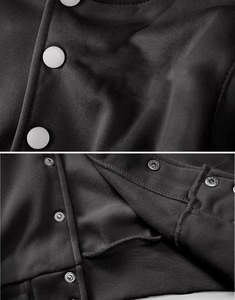 Veste universitaire noire et blanche pour femme, manches longues, col rabattu, simple boutonnage, en polyester, coupe courte - Product Image 5
