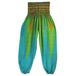 Wholesale Bohemian Style Ladies High-Waist Yoga Pants Digital Printed Indian Harem Design <b>Elastic</b> Cuff Flat Chiffon for Summer - Product Image 2