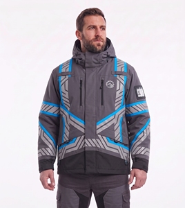 custom reflective safety <b>jacket</b> men neon <b>orange</b> black color block high visibility tape workwear waterproof warm padded coat top - Product Image 5