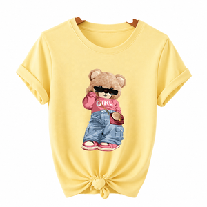 High Quality 100% Combed Cotton Silicone Wash Girls T-Shirt Custom Label Custom Print Crew Neck OEM ODM Manufacturer - Product Image 2