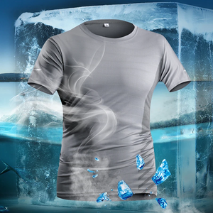 Summer Men T Shirts Running Ice Silk Thin <b>Top</b> <b>Reflective</b> Printing Quick Dry Short Sleeve Breathable Fitness Sports T-shirt - Product Image 4