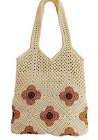 Sac en crochet multicolore/Sac en crochet pastel/Sac en crochet neutre Sac en crochet à rayures Sac en crochet floral Sac en crochet d'été Sac à provisions en crochet