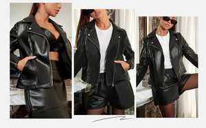แจ็คเก็ตหนังผู้หญิงรุ่นใหม่ปี 2026 คอปกตั้ง ทรงเข้ารูป แขนยาว ซิป หนังบาง เท่ห์ สไตล์ลำลอง แจ็คเก็ตสั้น - Product Image 6