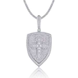 Collar con Colgante de Cruz de Moissanita Chapado en Oro con Circonita Cúbica, Joyería de Plata para Regalo de Fiesta - Product Image 2