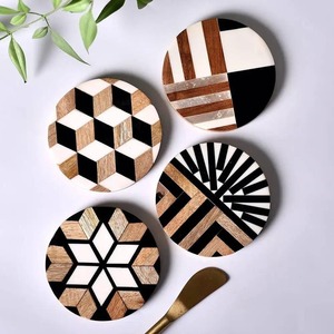 Custom Marble Epoxy Resin <b>Coaster</b> <b>Set</b> with Metal Holder Heat Resistant Coffee Tea Drink <b>Coasters</b> OEM ODM - Product Image 6