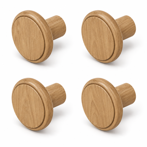Bouton de meuble rond en bois, style scandinave, poignée durable pour armoire de cuisine, bouton en bois massif - Product Image 1
