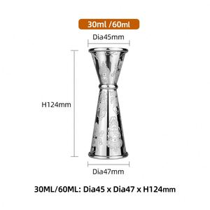 Custom Logo Skull Etched 30/60ml SS304 Stainless Steel Dual <b>End</b> Bartender Cocktail Jigger Beverage Wine Mixing Mesauring Cup - Product Image 2
