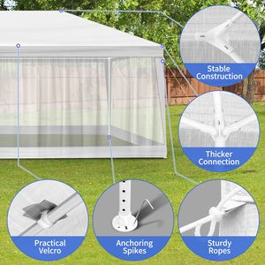 Tente de réception en maille 10x20FT avec auvent en PVC imperméable, 6 parois latérales en maille, structure en acier thermolaqué pour abri extérieur - Product Image 4