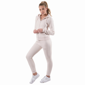 Survêtement léger à capuche pour femme, couleur unie, design 2 en 1, manches longues, fermeture éclair sur le devant, ensemble de jogging avec poches, tenue décontractée d'automne, vert - Product Image 5