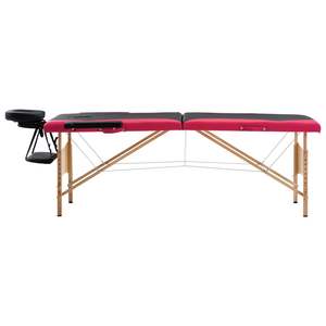 Table de massage pliable en bois noir et rose à 2 zones, qualité supérieure, pour les thérapeutes - Product Image 2