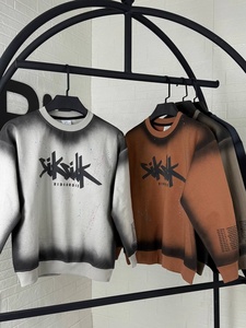 เสื้อสเวตเชิ้ตคอกลมแบบวินเทจคุณภาพสูงสั่งทำพิเศษ (OEM)  ย้อมสีแบบสเปรย์  ขอบไล่เฉดสีแบบแอร์บรัช - Product Image 5