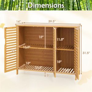 Mobiletto da Bagno a 3 Ante in Bambù Naturale con Ripiani Multipli (39,5x14x31,5 Pollici) - Soluzione Moderna per l'Organizzazione Domestica - Product Image 6