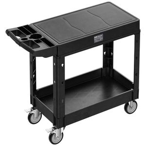 Carrello Multiuso Resistente con Capacità di Carico di 250 Kg, Carrello di Servizio a Due Ripiani Girevole a 360 Gradi con Mensole da 80 x 45 cm - Product Image 1