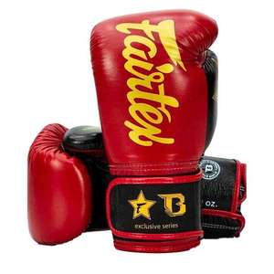Brand New Black Red Fairtex Boxing Gloves Muay Thai Training Sparring Comfortable Moisture Wicking Genuine Cowhide Leather Gears - Product Image 4