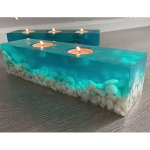 Portavelas de Resina Epoxi Floral Ecológico Hecho a Mano con Diseño Botánico de Flores Preservadas para Bodas - Product Image 3