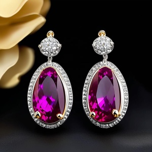 Pendientes de Venta caliente Turmalina Piedras preciosas 925 Plata de Ley 18K Chapado en oro para mujer Pendiente - Product Image 3