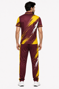 Conjunto de Uniforme de Cricket para Hombre SALSTAR, Color Granate y Amarillo, Estampado Sublimado, Jersey y Pantalones de Poliéster que Absorben la Humedad, Corte Regular - Product Image 2