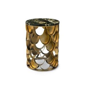 Mesa Auxiliar de Aluminio de Alta Calidad, Mueble de Primera Calidad con Detalles Metálicos, Otomana para Sala de Estar, Hogar u Hotel, en Latón - Product Image 3