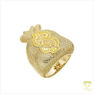 Anillo de Plata 925 de Primera Calidad con Diamante Cultivado en Laboratorio, Diseño de Dólar con Piedra Brillante, para Revendedores de Joyería - Product Image 4