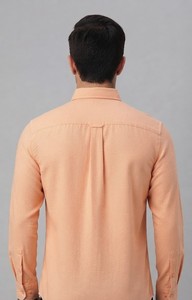 Men's Orange Solid Cotton Dress Shirt Full Sleeve Button <b>Down</b> Collar Smart Casual Spring Wear - Product Image 3