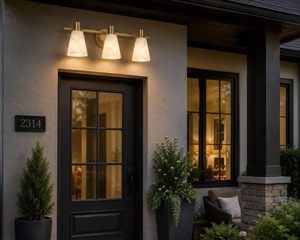 Modern Farmhouse Brass Wall Sconce 3 Light Alabaster Vanity Lamp Rectangle Indoor Bathroom Decor Fixture - Product Image 2