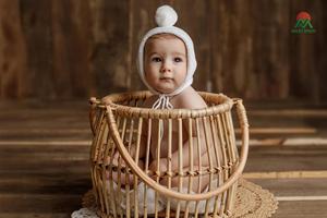 A rustic rattan baby <b>stroller</b> set <b>for</b> newborns and <b>toddlers</b>. A prop <b>for</b> newborn photography. - Product Image 6